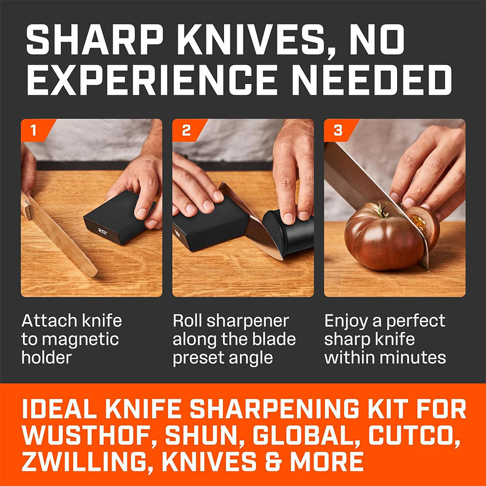 Karvé™ Rolling Knife Sharpener – Razor-Sharp Knives in 30 Seconds (No Skill Required)